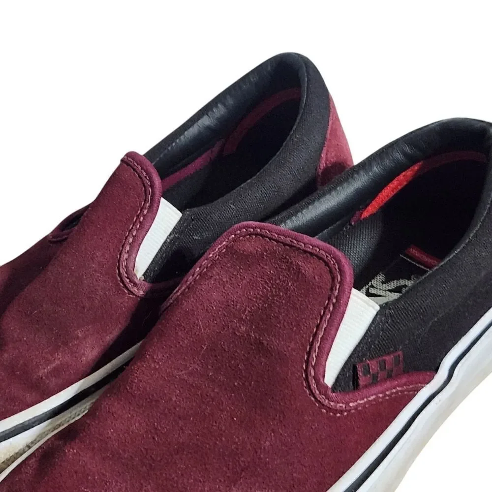Vans Shoes Men's 7 Off The Wall PopCush Maroon Slip On Low Skateboarding Shoes